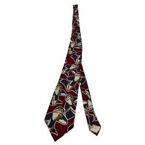 Vintage Oscar De La Renta Mens Silk Tie With Art Deco Lady Faces Retro Classic